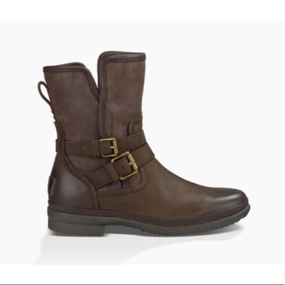 UGG Australia SIMMENS LEATHER SUEDE ANKLE BOOT IN STOUT BROWN